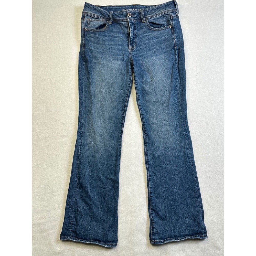 American Eagle Kick Boot Super Stretch Jeans Medium Wash Blue Size 12 Regular